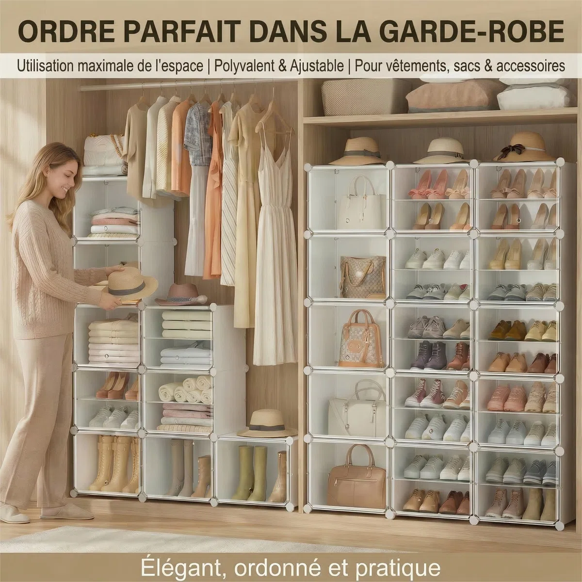 Étagère à Chaussures avec 40 Compartiments, étagère à Chaussures Haute et étroite, Blanche, Armoire à Chaussures Haute fermée pour Garde-Robe, Couloir, Chambre à Coucher, entrée, DIY