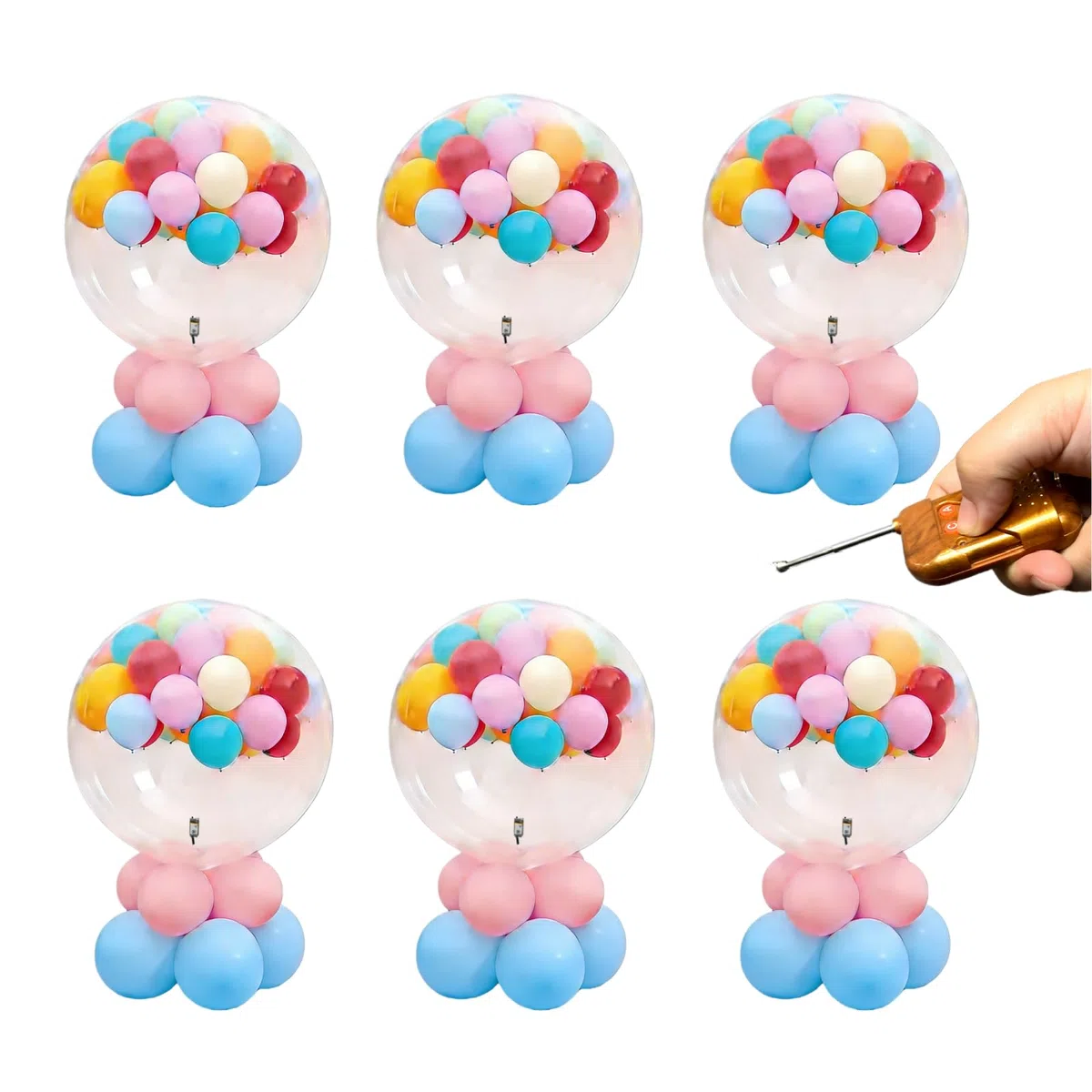 Kit de Ballon à Explosion au Sol pour Fêtes Idéal pour Mariages Anniversaires Télécommande Balloon Explosion Ballons Flottant Remplissage d'Hélium Accessoires de Fête Ballon tout en Un (DBQ-HS-6kit)