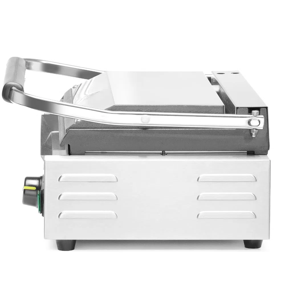 MBH - Grill Panini électrique professionnel de 43 cm avec grille cannelée pour hôtellerie. Appareil à croque-monsieur industriel en acier inoxydable pour bar et restaurant
