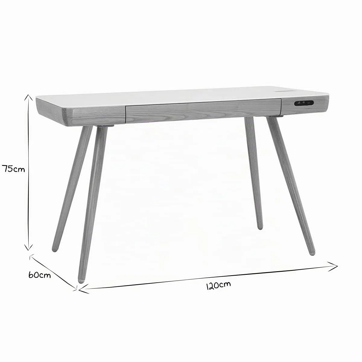 Miliboo Bureau connecté multimédia avec tiroir en Verre et Bois Clair L120 cm Clever