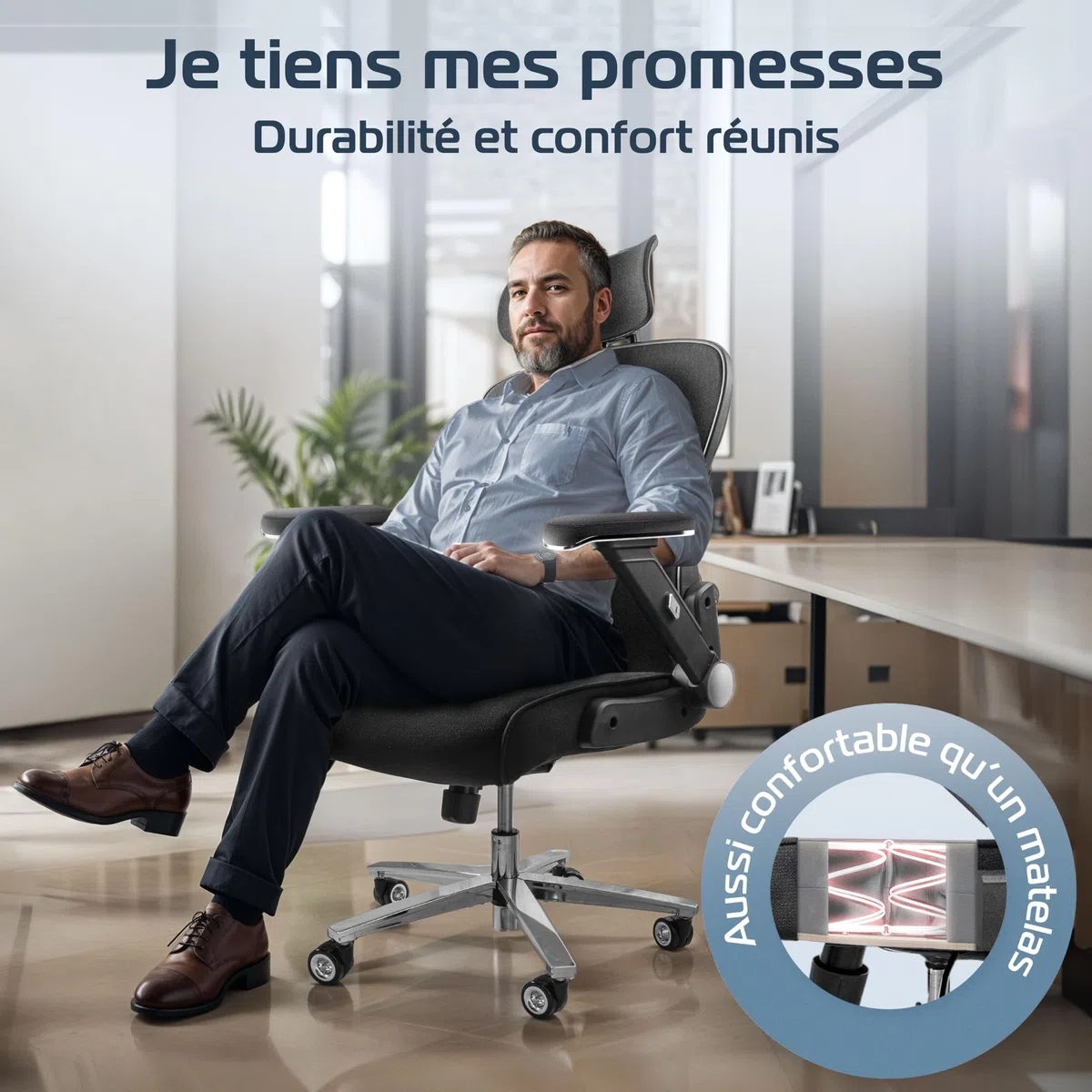 CLOUVOU PowerSeat | Chaise Bureau Ergonomique Confortable | Noir