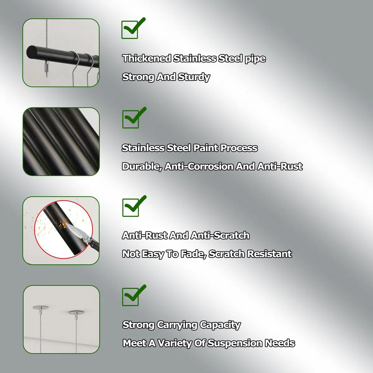 Portant à vêtements réglable fixé au Plafond - Présentoir Commercial Noir pour Magasin de détail - Cintre idéal pour Le Merchandising de détail spécialisé