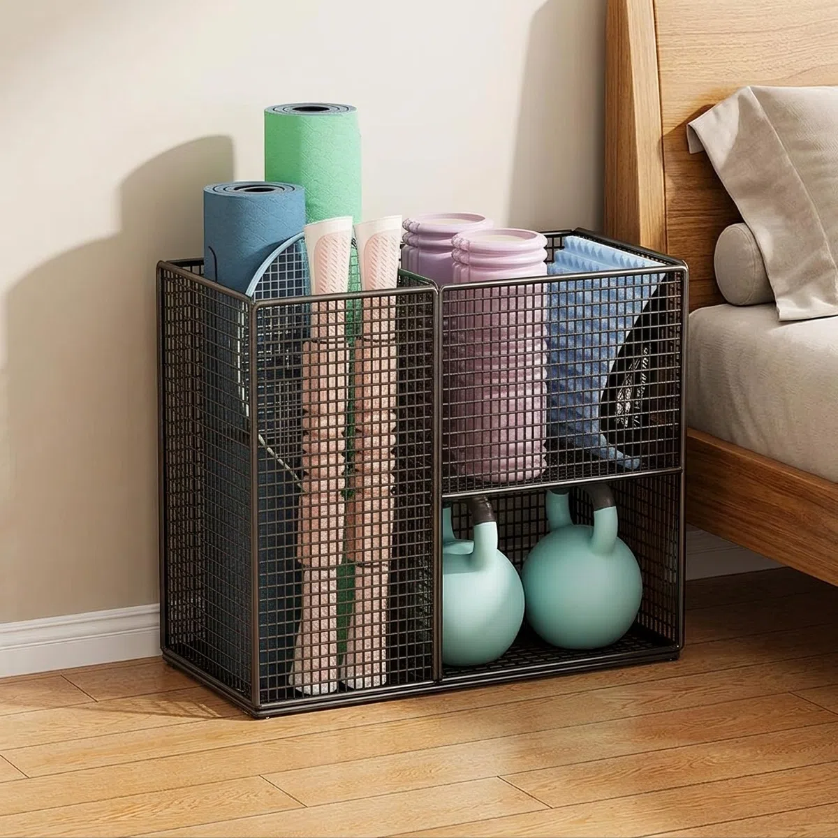TISHITA Support Rangement Multicche Polyvalent, Étagère Rangement, Respirant, Organiteur, Noir, sur Pied