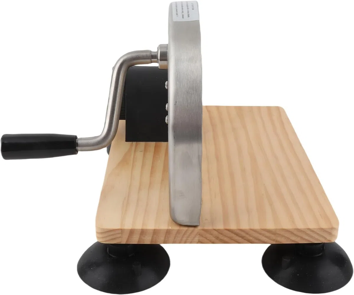 Coupe-Pain à manivelle réglable en Acier Inoxydable 0-15mm Contrôle d'épaisseur poignée Ergonomique Ventouses d'aspiration antidérapantes pour Les Pains Doux Bagels Maison Cuisine Outil de Cuisson