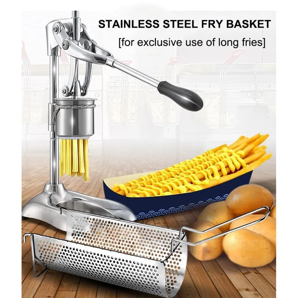 Presse-pommes de terre 30 cm – Presse-frites manuel vertical à 16 trous avec panier pour frites croustillantes