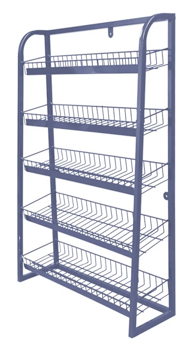 Générique Présentoir Mural à 5 Niveaux pour comptoir de Caisse, étagère de Rangement en Fil métallique avec paniers biseautés pour Papeterie, Boutique et supérette - Petit, élégant et Peu encombrant