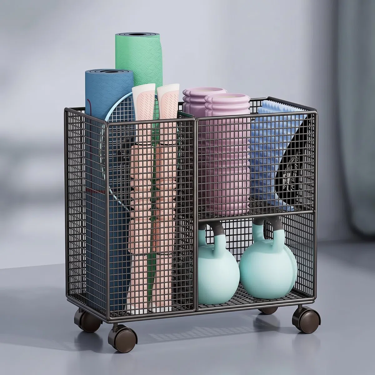 TISHITA Support Rangement Multicche Polyvalent, Étagère Rangement, Respirant, Organiteur, Noir, sur Pied