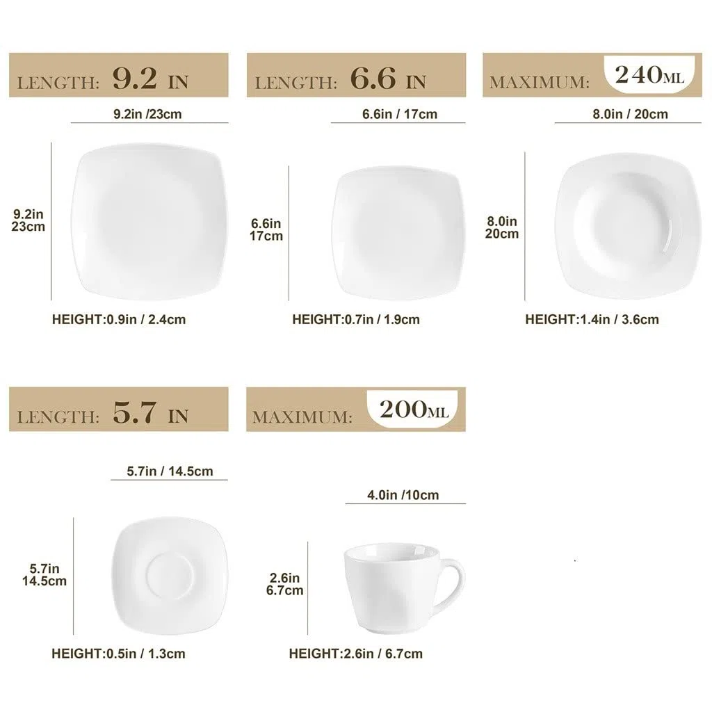 Vaisselle en céramique, Dîner En Porcelaine 30/60 Pièces