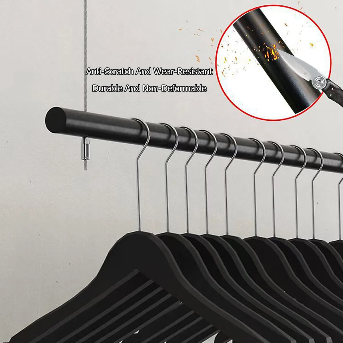 Portant à vêtements réglable fixé au Plafond - Présentoir Commercial Noir pour Magasin de détail - Cintre idéal pour Le Merchandising de détail spécialisé