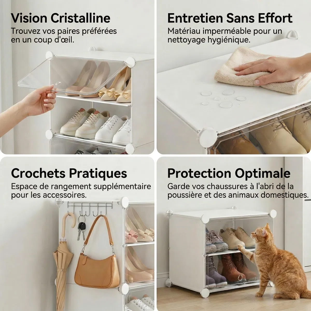 Étagère à Chaussures avec 40 Compartiments, étagère à Chaussures Haute et étroite, Blanche, Armoire à Chaussures Haute fermée pour Garde-Robe, Couloir, Chambre à Coucher, entrée, DIY