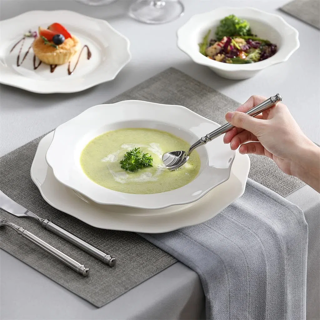 Vaisselle en céramique, Service De Table Européen En Porcelaine Blanche 16/32 Pièces Avec Bol
