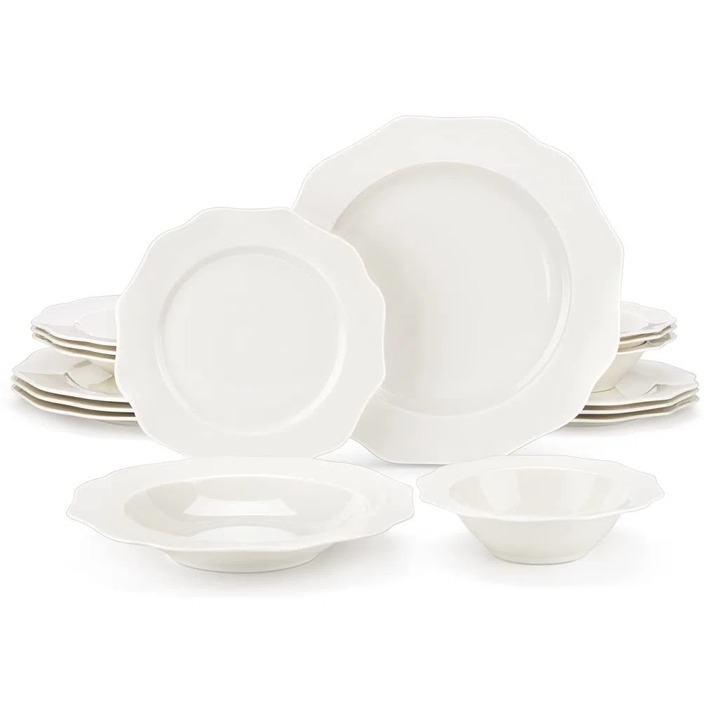 Vaisselle en céramique, Service De Table Européen En Porcelaine Blanche 16/32 Pièces Avec Bol