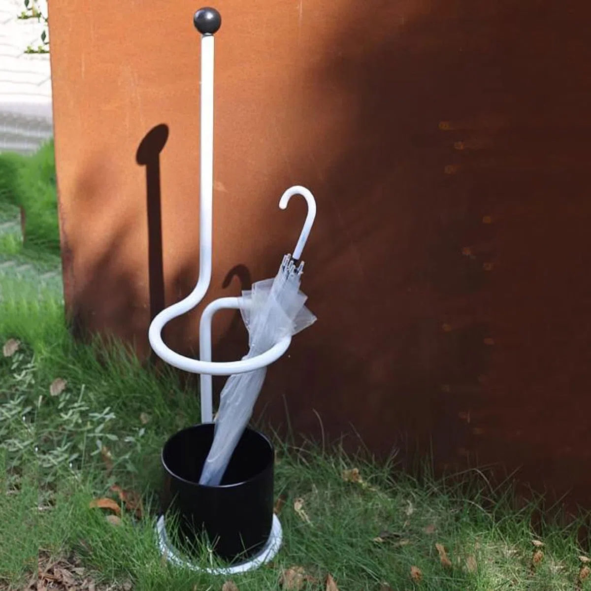 Support pour canne Porte-parapluie rond en métal avec baril d'égouttement amovible