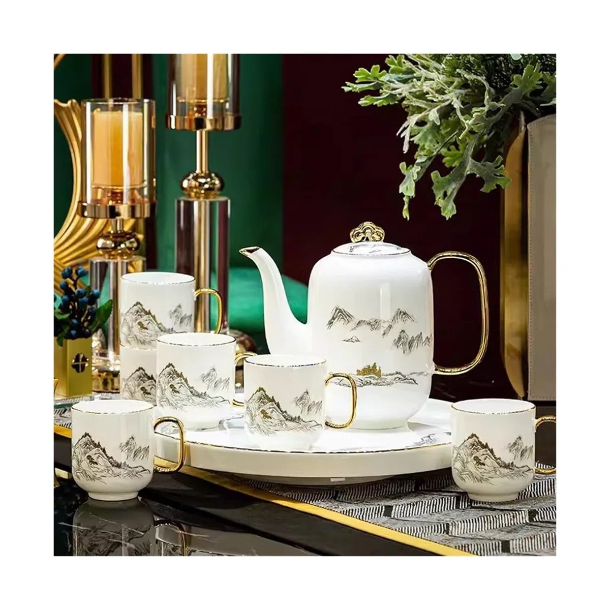 Ensemble de tasses à eau théière en céramique 8 pièces Pichet à Thé Glacé