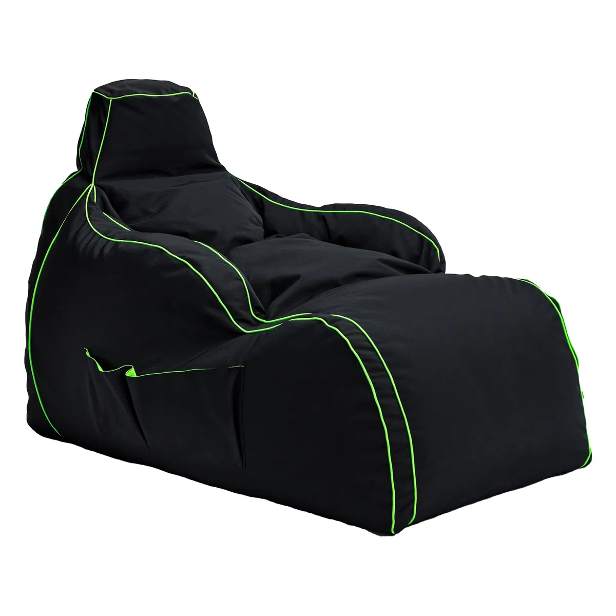 Game Over Chaise Longue Pouf Jeux Vidéos | Salle De Séjour Intérieure Fauteuil Gamer | Poches Latérales pour Les Manettes | Support De Casque (Émeraude Magique)