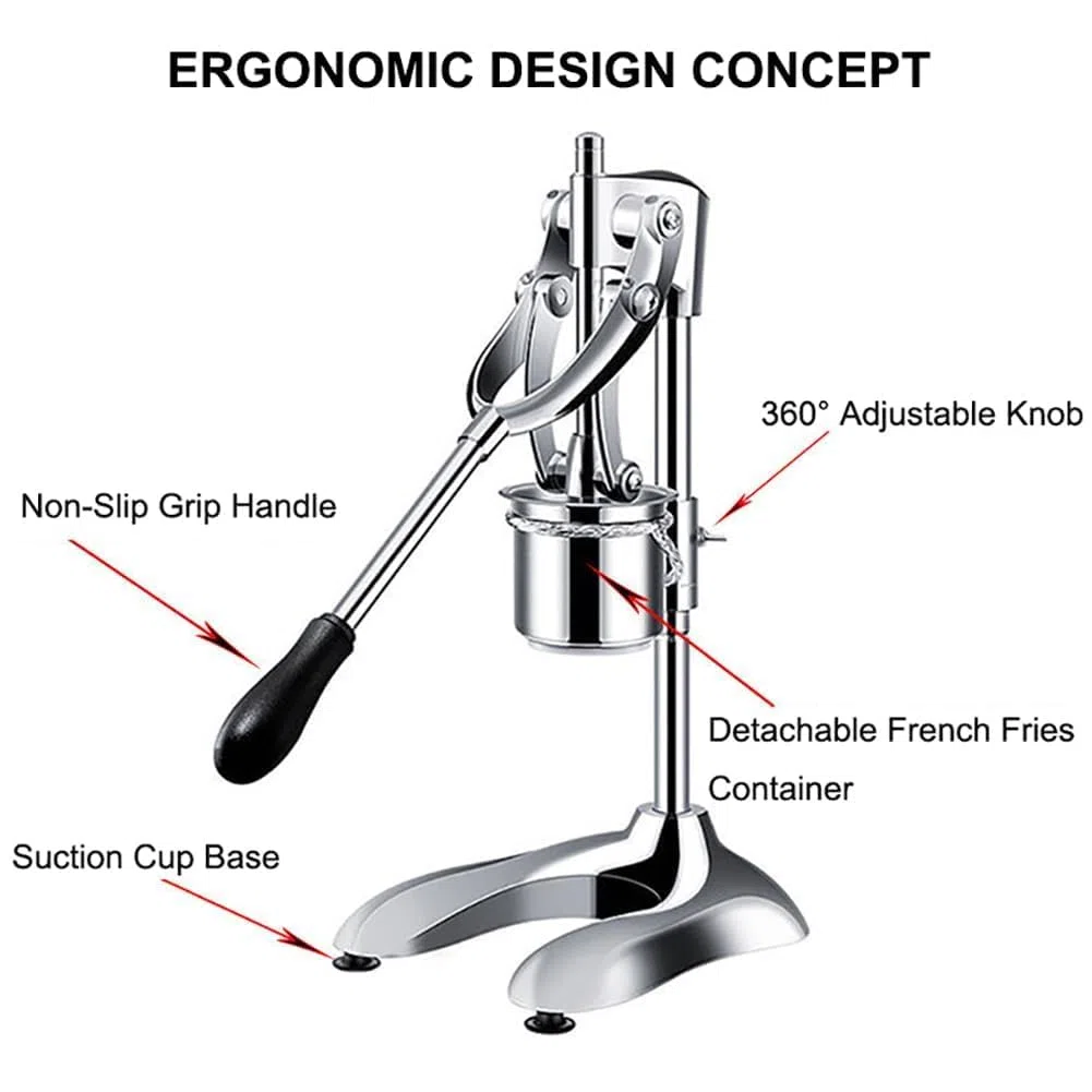 Presse-pommes de terre 30 cm – Presse-frites manuel vertical à 16 trous avec panier pour frites croustillantes