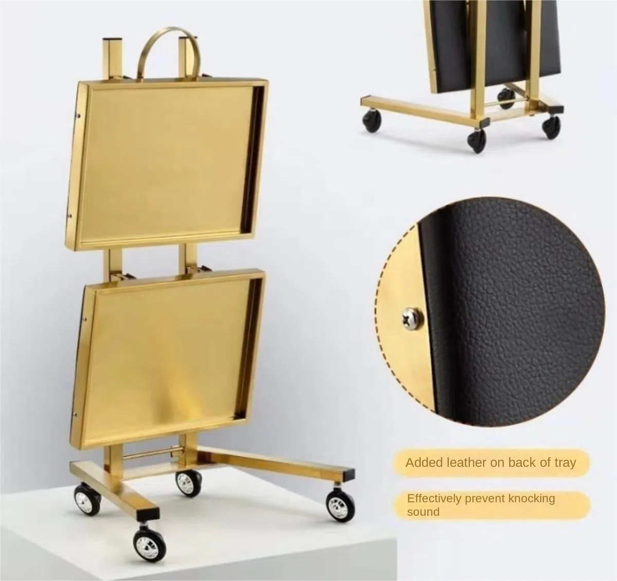 Chariot de coiffeur à roulettes en métal avec plateau pour esthéticienne pour studios et magasins, chariot durable (argent)