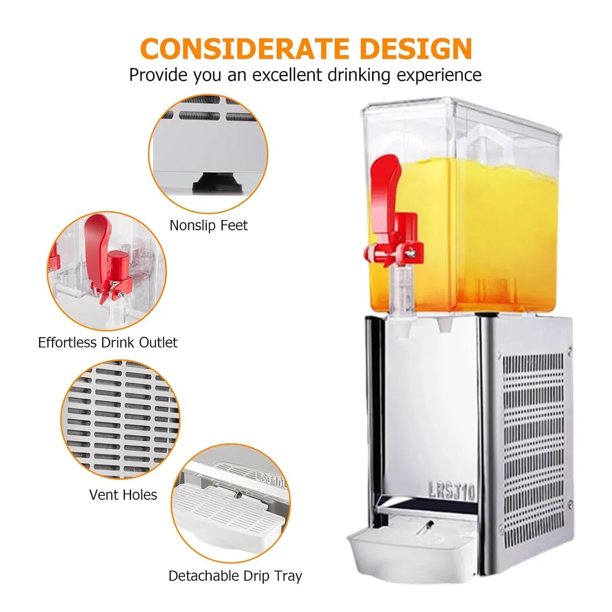 Distributeur De Boissons Commercial, 10 L Par Réservoir, Machine À Jus, 180w/280w, Pour Thé Glacé Avec Température De Refroidissement 7°C - 12°C, Pour Boissons Froides, Restaurant, Bar, Fête