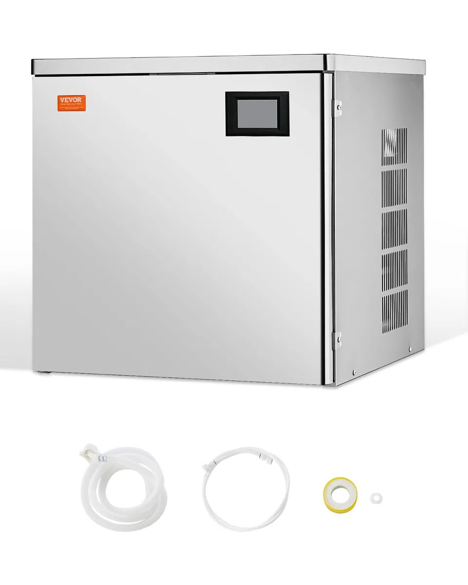 VEVOR Machine à Glaçons avec Capacité 204 kg/24 h, Tête Uniquement, Appareil de Préparation de Glaçons en Acier Inoxydable, Autonettoyante et Programmée, pour Cuisine Bar Restaurant Hôtel Maison