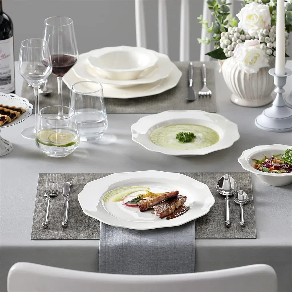 Vaisselle en céramique, Service De Table Européen En Porcelaine Blanche 16/32 Pièces Avec Bol