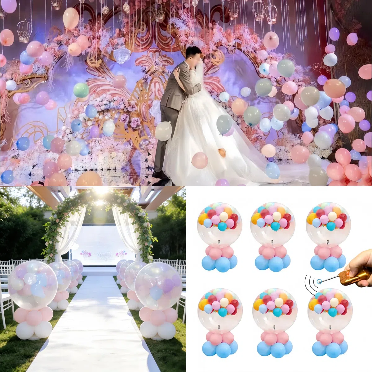 Kit de Ballon à Explosion au Sol pour Fêtes Idéal pour Mariages Anniversaires Télécommande Balloon Explosion Ballons Flottant Remplissage d'Hélium Accessoires de Fête Ballon tout en Un (DBQ-HS-6kit)