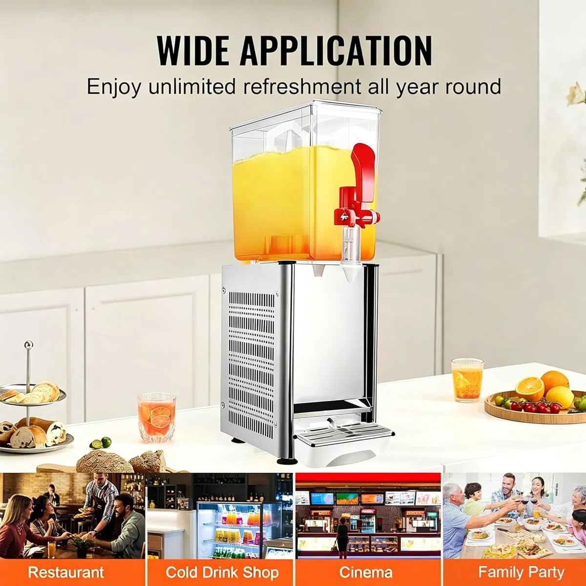 Distributeur De Boissons Commercial, 10 L Par Réservoir, Machine À Jus, 180w/280w, Pour Thé Glacé Avec Température De Refroidissement 7°C - 12°C, Pour Boissons Froides, Restaurant, Bar, Fête