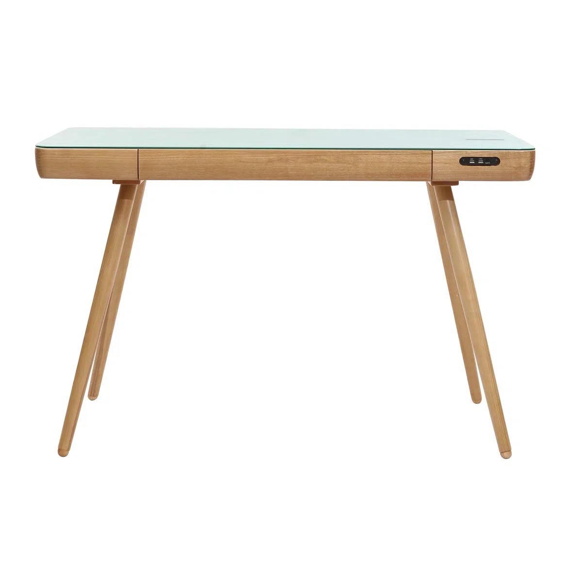 Miliboo Bureau connecté multimédia avec tiroir en Verre et Bois Clair L120 cm Clever