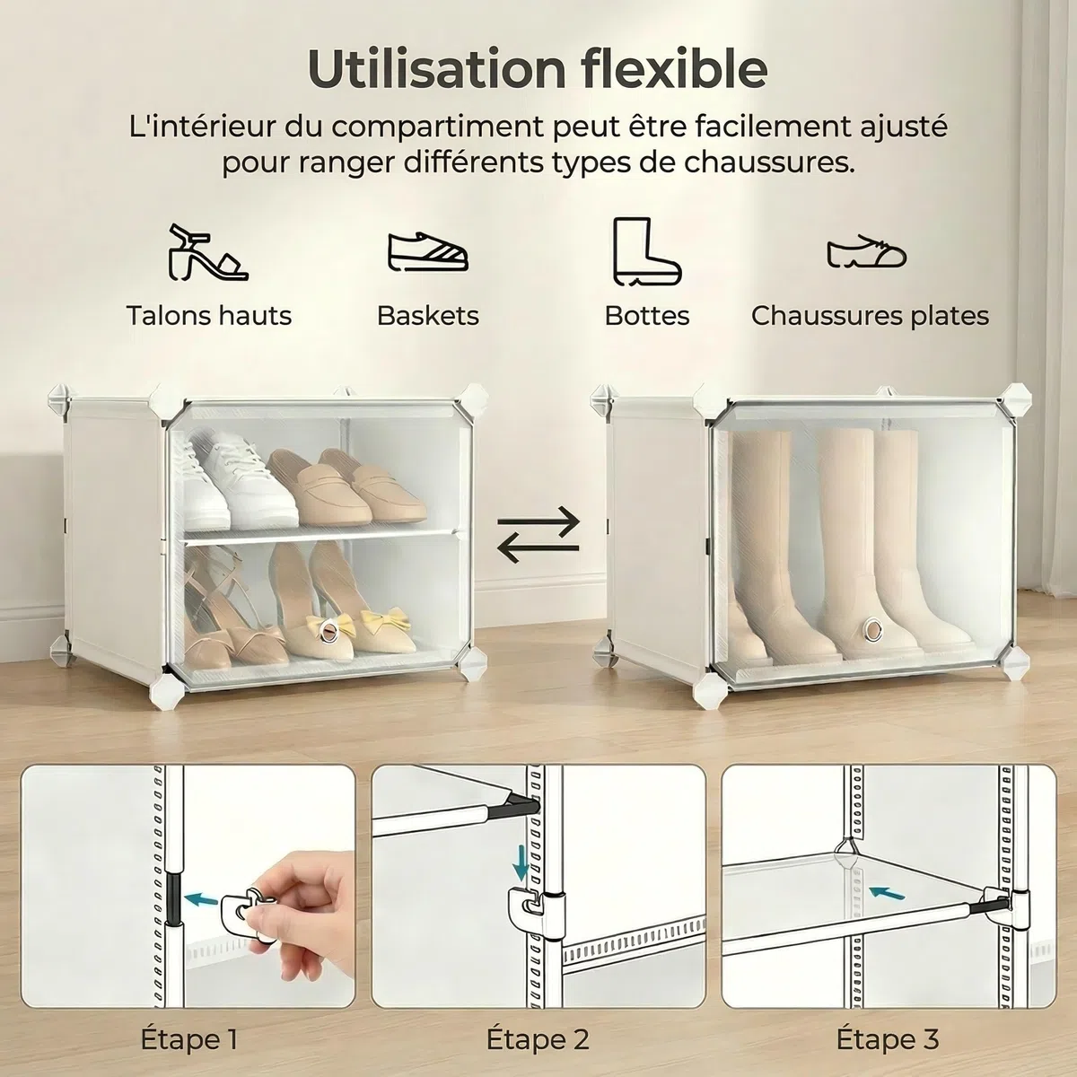Étagère à Chaussures avec 40 Compartiments, étagère à Chaussures Haute et étroite, Blanche, Armoire à Chaussures Haute fermée pour Garde-Robe, Couloir, Chambre à Coucher, entrée, DIY
