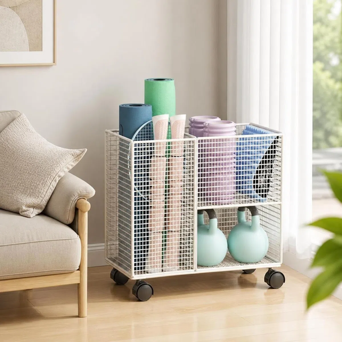 TISHITA Support Rangement Multicche Polyvalent, Étagère Rangement, Respirant, Organiteur, Noir, sur Pied
