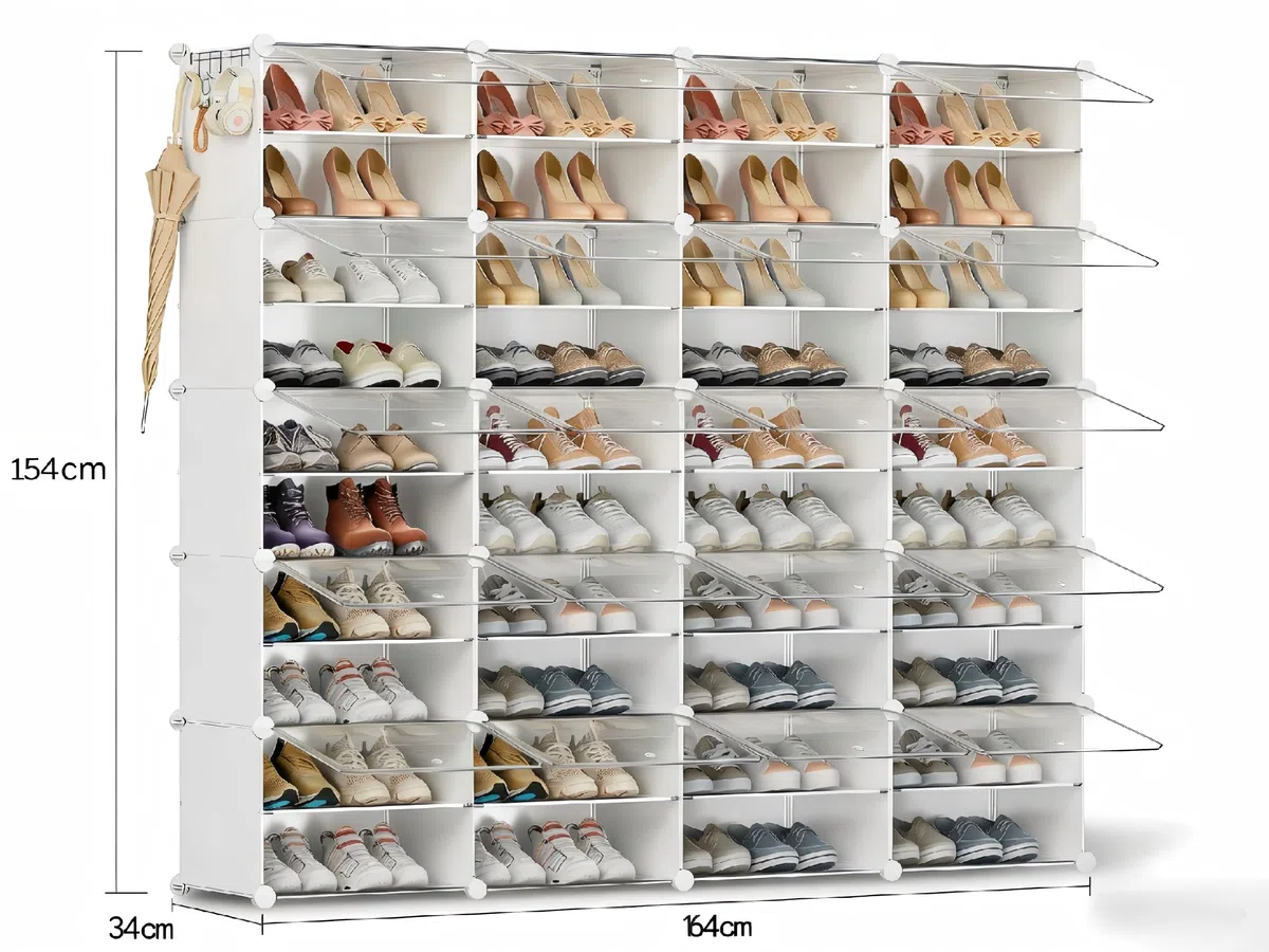 Étagère à Chaussures avec 40 Compartiments, étagère à Chaussures Haute et étroite, Blanche, Armoire à Chaussures Haute fermée pour Garde-Robe, Couloir, Chambre à Coucher, entrée, DIY