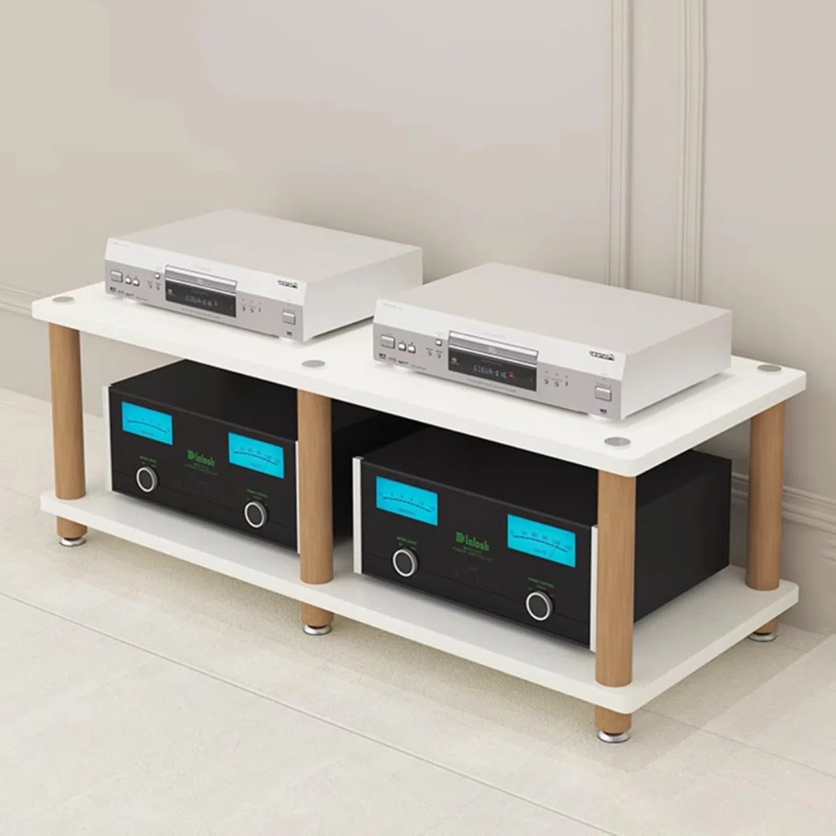 Racks de serveur réseau pour collection électronique - Grande capacité - Armoire stéréo - Tour de rangement pour économiser de l'espace (2 niveaux)