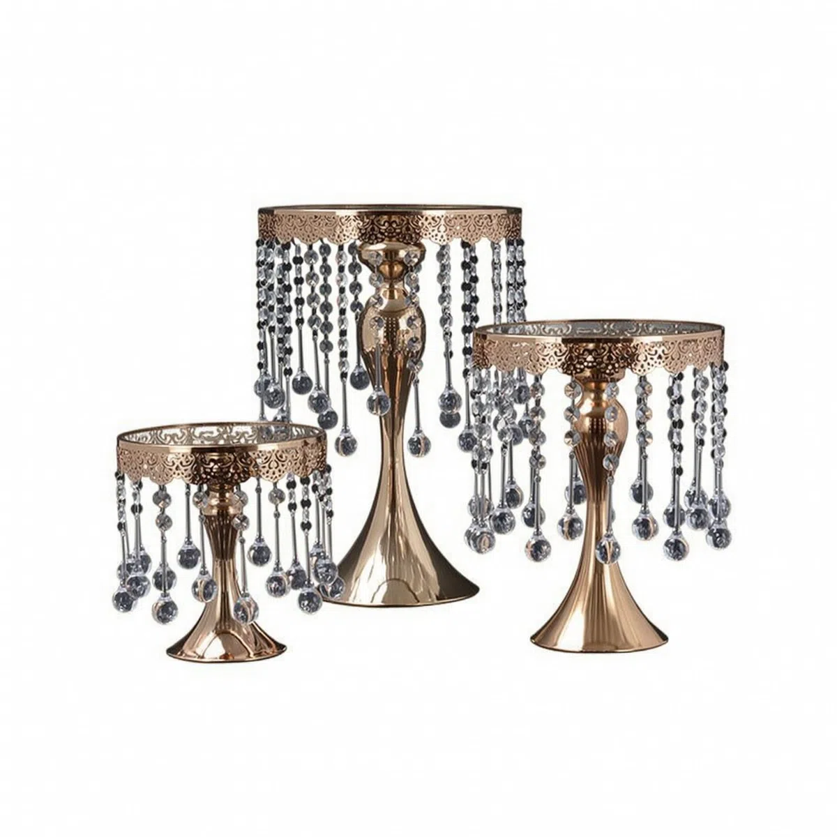 3 è Support à Gâteau en Fer Plateau Surélevé Support à Dessert Bordure Métallique Décorée Stable pr Mariage, Célébratio, Style A